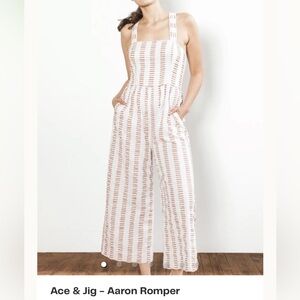 Striped White and Brown Jumpsuit